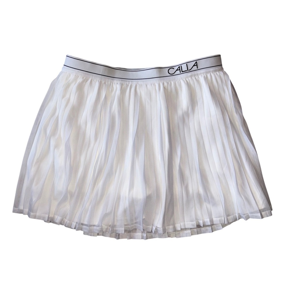 CALIA Skort Womens Medium Pure White High-Rise Court Pleated Mesh Skort NWT